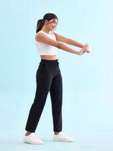 Load image into Gallery viewer, Go Colors Black Cotton Stretch Track Pant
