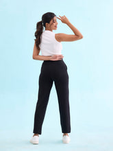 Load image into Gallery viewer, Go Colors Black Cotton Stretch Track Pant
