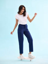 Load image into Gallery viewer, Go Colors Navy Cotton Stretch Track Pant
