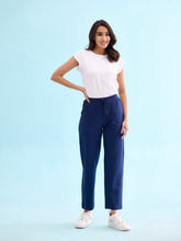 Load image into Gallery viewer, Go Colors Navy Cotton Stretch Track Pant
