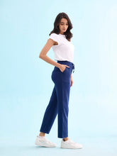 Load image into Gallery viewer, Go Colors Navy Cotton Stretch Track Pant
