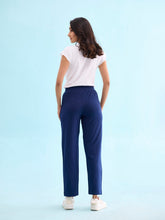 Load image into Gallery viewer, Go Colors Navy Cotton Stretch Track Pant
