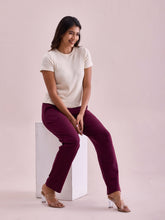 Load image into Gallery viewer, Go Colors Wine Cotton Stretch Track Pant
