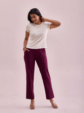 Load image into Gallery viewer, Go Colors Wine Cotton Stretch Track Pant
