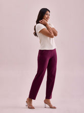 Load image into Gallery viewer, Go Colors Wine Cotton Stretch Track Pant
