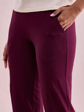 Load image into Gallery viewer, Go Colors Wine Cotton Stretch Track Pant
