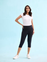 Load image into Gallery viewer, Go Colors Black Poly Stretch Training Capri

