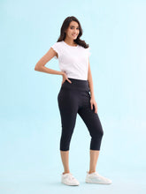 Load image into Gallery viewer, Go Colors Black Poly Stretch Training Capri
