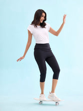 Load image into Gallery viewer, Go Colors Black Poly Stretch Training Capri
