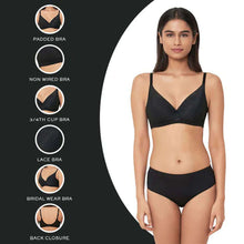 Load image into Gallery viewer, Wacoal Forma Padded Wired  3/4th Cup Everyday Wear Medium coverage Lace Bra - Black LB4012
