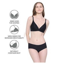 Load image into Gallery viewer, Wacoal Mysa Padded Non-Wired 3/4th Cup Everyday Wear Medium coverage T-Shirt Bra - Black LB4035
