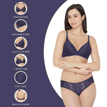 Load image into Gallery viewer, Wacoal Mysa Padded Non-Wired 3/4th Cup Everyday Wear Medium coverage T-Shirt Bra - Navy Blue LB4035
