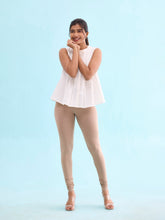 Load image into Gallery viewer, Go Colors Beige Cotton Stretch Churidar
