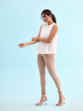 Load image into Gallery viewer, Go Colors Beige Cotton Stretch Churidar
