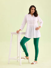 Load image into Gallery viewer, Go Colors Bottle Green Cotton Stretch Churidar
