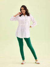 Load image into Gallery viewer, Go Colors Bottle Green Cotton Stretch Churidar
