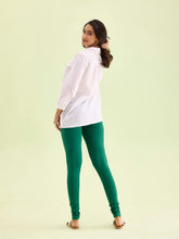 Load image into Gallery viewer, Go Colors Bottle Green Cotton Stretch Churidar
