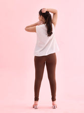 Load image into Gallery viewer, Go Colors Dark Brown Cotton Stretch Churidar
