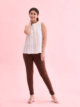 Load image into Gallery viewer, Go Colors Dark Brown Cotton Stretch Churidar
