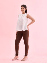 Load image into Gallery viewer, Go Colors Dark Brown Cotton Stretch Churidar
