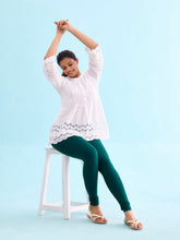 Load image into Gallery viewer, Go Colors Dark Green Cotton Stretch Churidar
