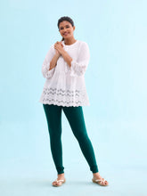 Load image into Gallery viewer, Go Colors Dark Green Cotton Stretch Churidar
