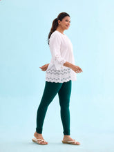Load image into Gallery viewer, Go Colors Dark Green Cotton Stretch Churidar

