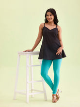 Load image into Gallery viewer, Go Colors Dark Mint Cotton Stretch Churidar
