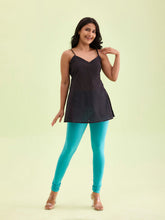 Load image into Gallery viewer, Go Colors Dark Mint Cotton Stretch Churidar
