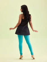 Load image into Gallery viewer, Go Colors Dark Mint Cotton Stretch Churidar
