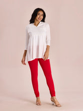 Load image into Gallery viewer, Go Colors Dark Red Cotton Stretch Churidar
