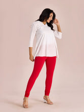 Load image into Gallery viewer, Go Colors Dark Red Cotton Stretch Churidar
