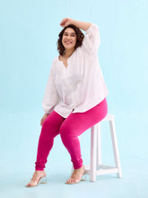 Load image into Gallery viewer, Go Colors Dark Rose Cotton Stretch Churidar
