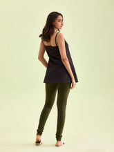 Load image into Gallery viewer, Go Colors Dark Olive Cotton Stretch Churidar
