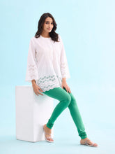 Load image into Gallery viewer, Go Colors Emerald Green Cotton Stretch Churidar
