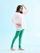 Load image into Gallery viewer, Go Colors Emerald Green Cotton Stretch Churidar
