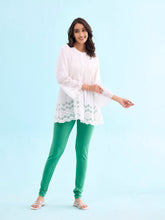 Load image into Gallery viewer, Go Colors Emerald Green Cotton Stretch Churidar

