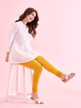 Load image into Gallery viewer, Go Colors Golden Yellow Cotton Stretch Churidar
