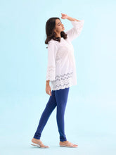 Load image into Gallery viewer, Go Colors Ink Blue Cotton Stretch Churidar
