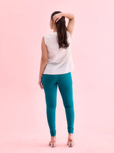 Load image into Gallery viewer, Go Colors Jade Green Cotton Stretch Churidar
