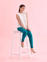 Load image into Gallery viewer, Go Colors Jade Green Cotton Stretch Churidar
