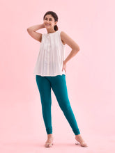 Load image into Gallery viewer, Go Colors Jade Green Cotton Stretch Churidar

