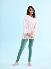 Load image into Gallery viewer, Go Colors Leaf Green Cotton Stretch Churidar
