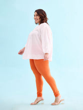 Load image into Gallery viewer, Go Colors Light Orange Cotton Stretch Churidar
