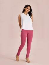 Load image into Gallery viewer, Go Colors Light Wine Cotton Stretch Churidar
