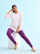 Load image into Gallery viewer, Go Colors Medium Purple Cotton Stretch Churidar
