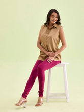 Load image into Gallery viewer, Go Colors Medium Violet Cotton Stretch Churidar
