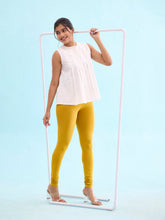 Load image into Gallery viewer, Go Colors Mustard Cotton Stretch Churidar
