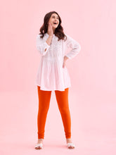 Load image into Gallery viewer, Go Colors Orange Cotton Stretch Churidar
