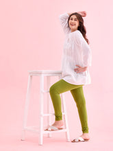 Load image into Gallery viewer, Go Colors Pista Green Cotton Stretch Churidar
